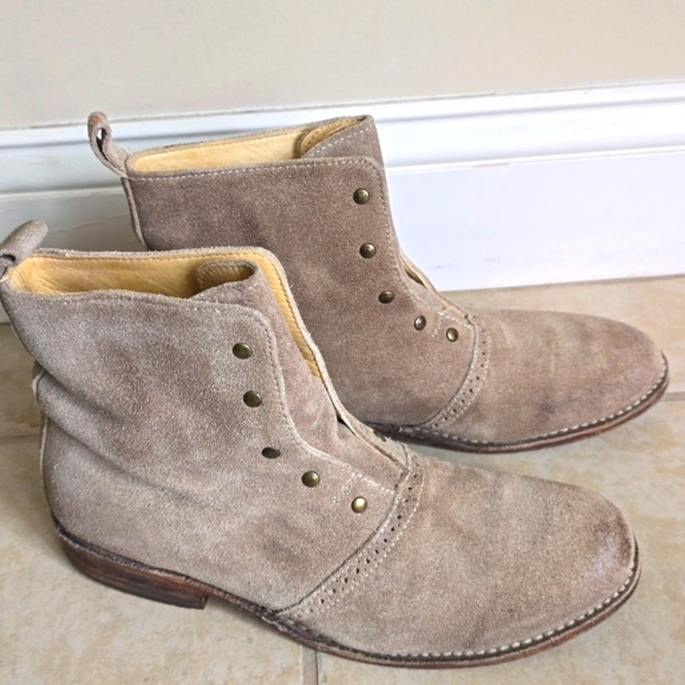 Bed Stu Taupe Suede Ankle Boots